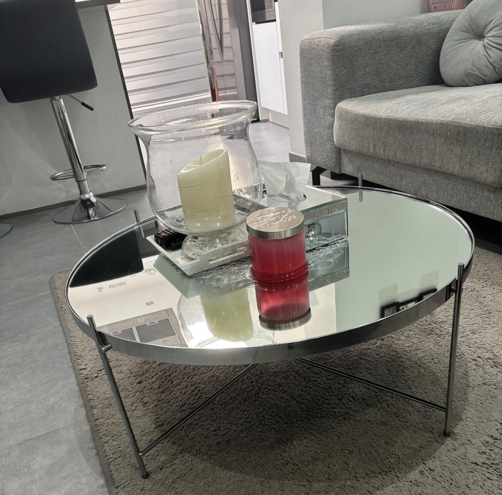 Table basse ronde avec miroir, Maison & Meubles, Tables | Tables de salon, Moins de 50 cm, Verre, Rond, Comme neuf