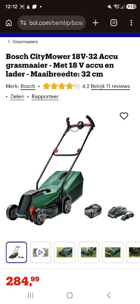 Bosch accu grasmachine, Tuin en Terras, Ophalen, Accu-grasmaaier, Zo goed als nieuw, 30 t/m 39 cm