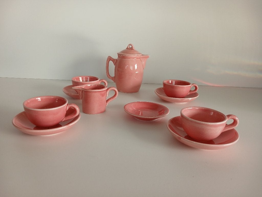 Service à café miniature rose, Collections, Enlèvement, Comme neuf, Porcelaine