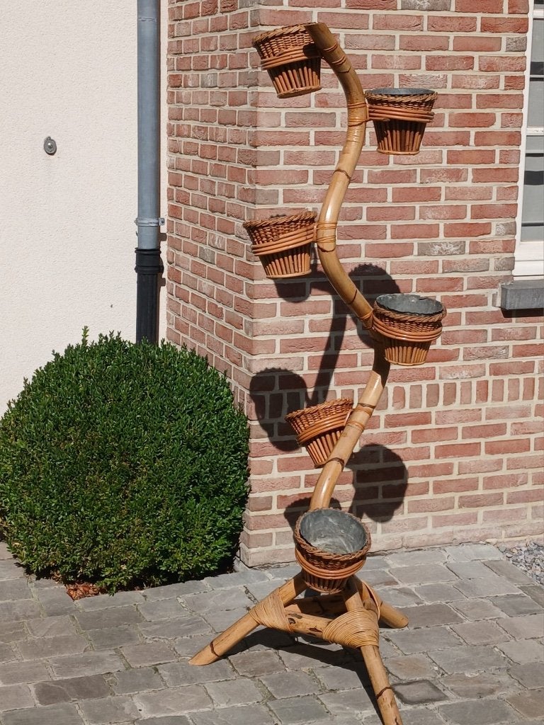 Vintage bamboe plantenstandaard, Overige materialen, Binnen, Zo goed als nieuw, Overige vormen