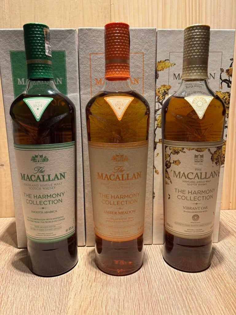Macallan whisky Harmony Coll - Smooth-Amber-Vibrant Oak, Ophalen of Verzenden, Zo goed als nieuw