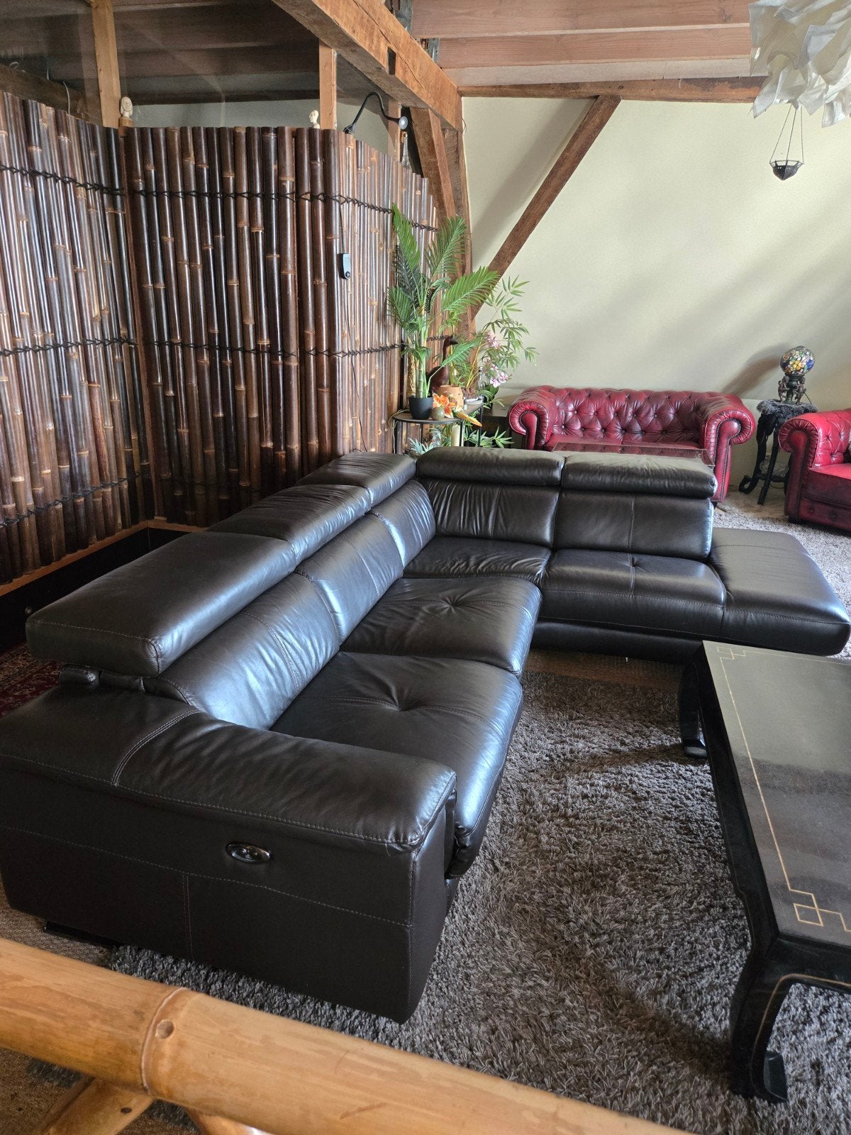 canapé en cuir à vendre avec fauteuil inclinable électrique, Maison & Meubles, Enlèvement, Comme neuf, Cuir