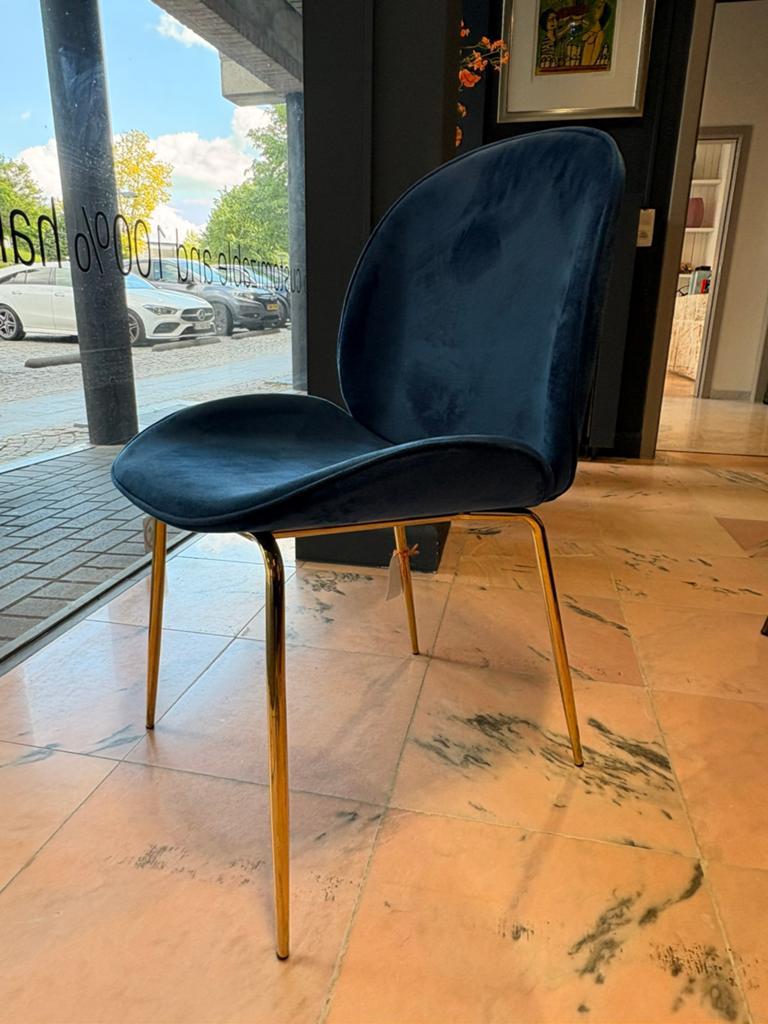 6 CHAISES — Velours Copenhagen bleu, Maison & Meubles, Neuf, Enlèvement, Cinq, Six Chaises ou plus, Bleu