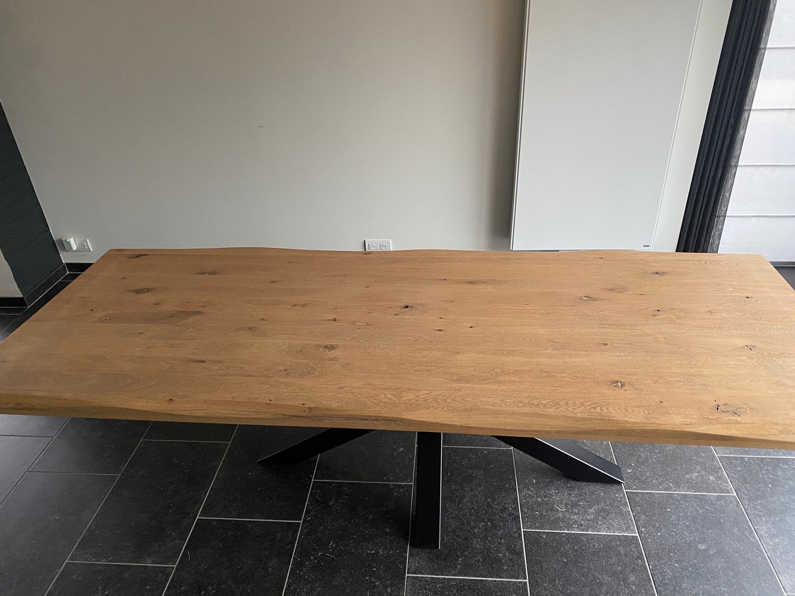 Table à manger en chêne 260 x 98 cm avec pied d'araignée, Rustiek, Comme neuf, Enlèvement, 50 à 100 cm