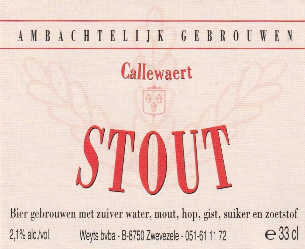 bieretiket België Callewaert : Stout #1, Envoi, Neuf, Autres types, Autres marques