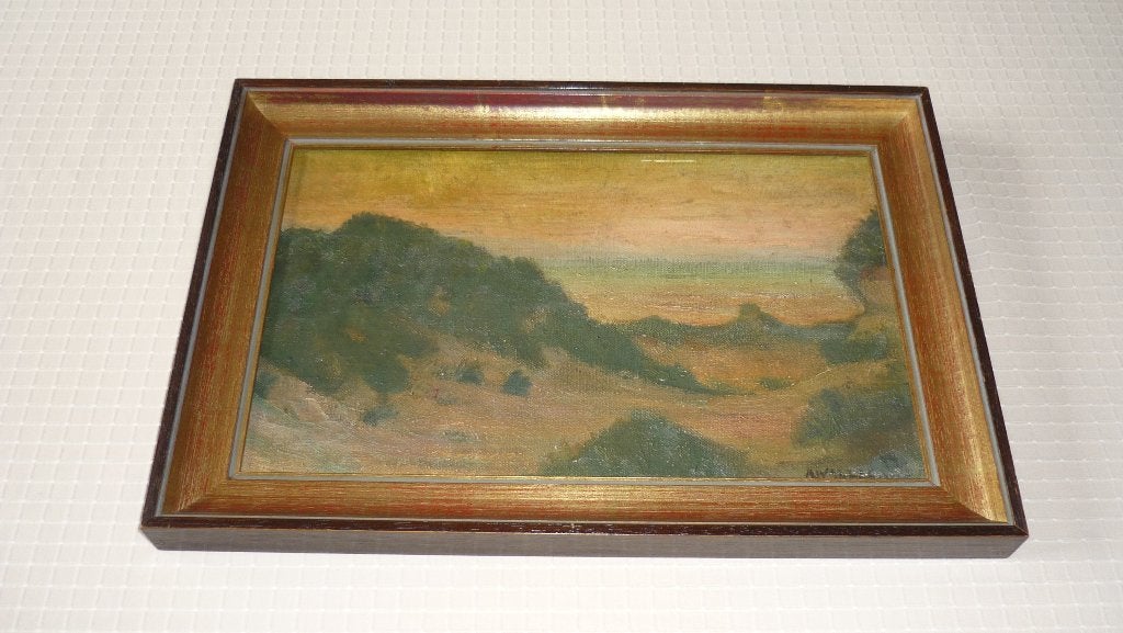 collines vallonnées sur bois A. Walleyns, Enlèvement ou Envoi, Peinture à l'huile, Panneau, Paysage