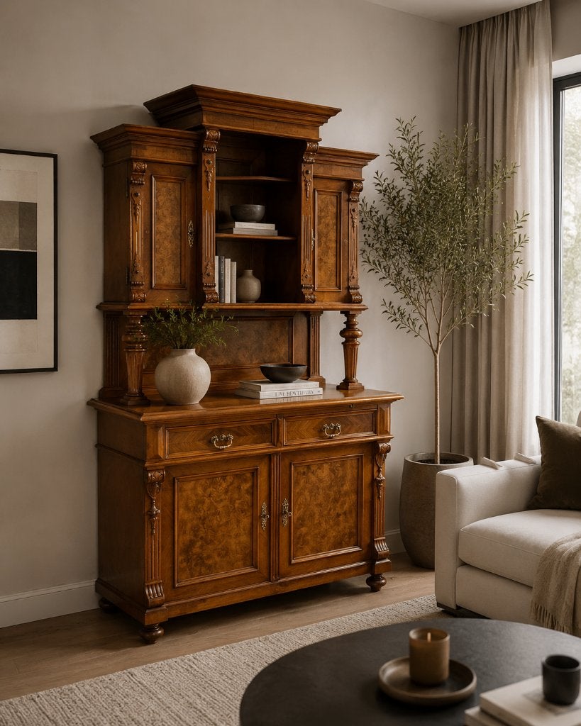 Meuble de buffet en acajou Armoire vaisselle Meubles anciens, Avec tablette(s), 100 à 150 cm, Utilisé, 50 à 75 cm
