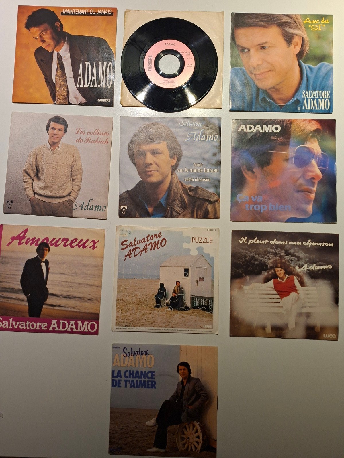 Vinyl - lot van 10 singles Salvatore Adamo (1980- 1991) VG+, Cd's en Dvd's, Vinyl Singles, Ophalen of Verzenden, Gebruikt, Overige genres