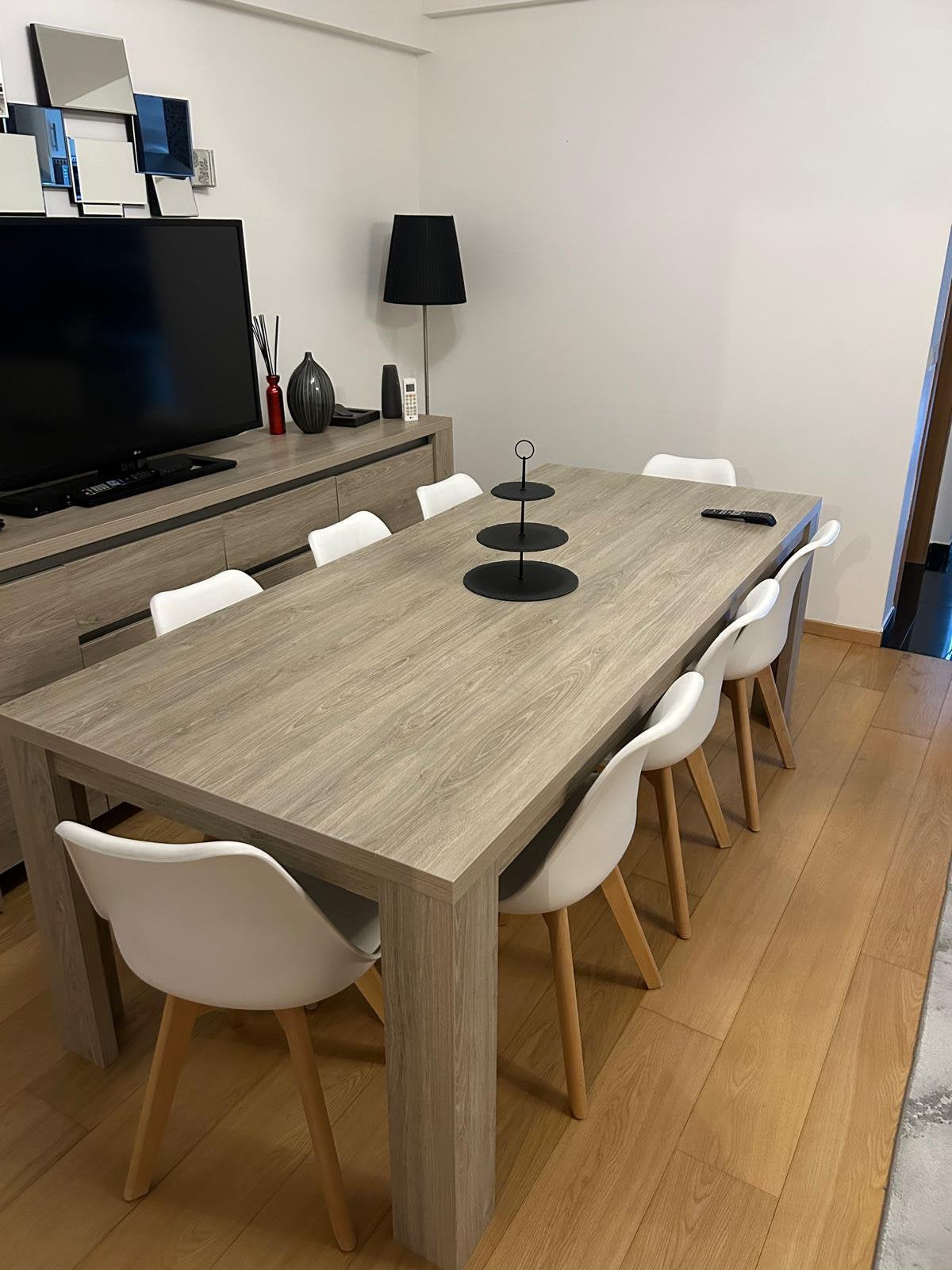 Eettafel + 8 stoelen RENO, Maison & Meubles, Comme neuf, Enlèvement, 50 à 100 cm, Rectangulaire