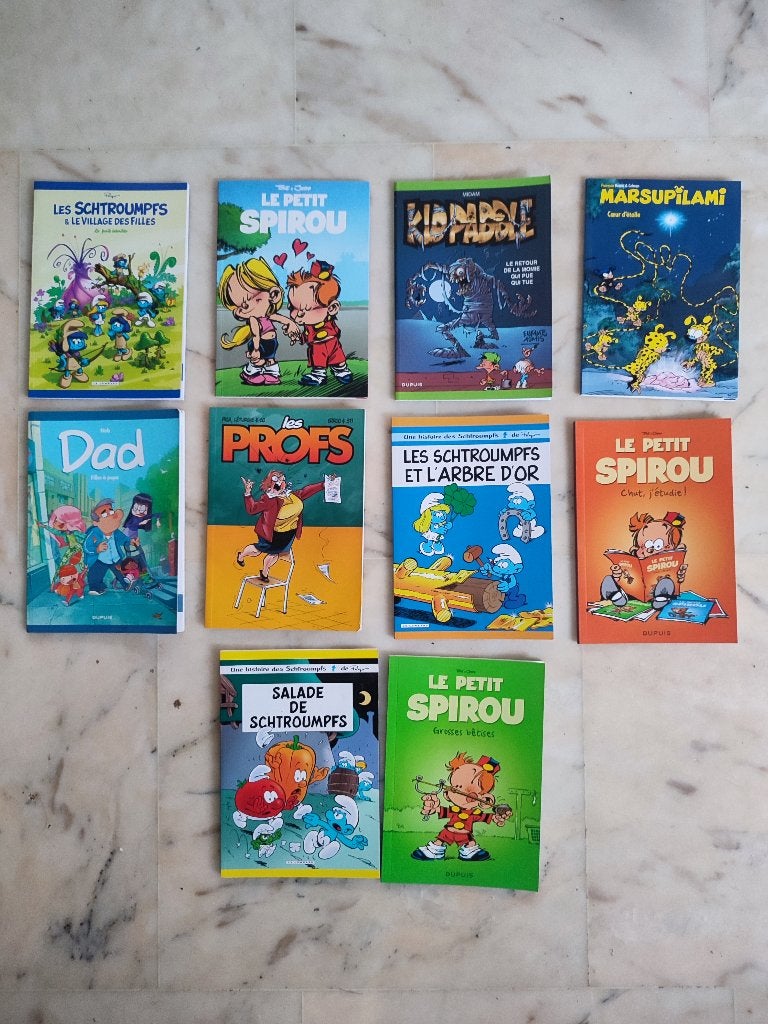 10 BD Quick (Spirou, Kid Paddle, Profs, Schtroumpfs, Marsu)., Complete serie of reeks, Ophalen of Verzenden, Zo goed als nieuw