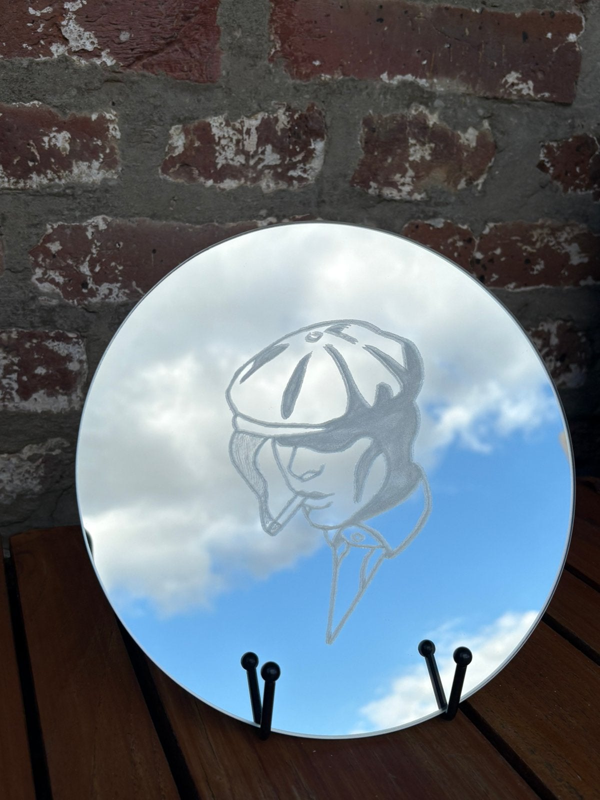 Miroir gravé à la main, Maison & Meubles, Accessoires pour la Maison | Miroirs, Enlèvement ou Envoi, Moins de 100 cm, Rond, Comme neuf