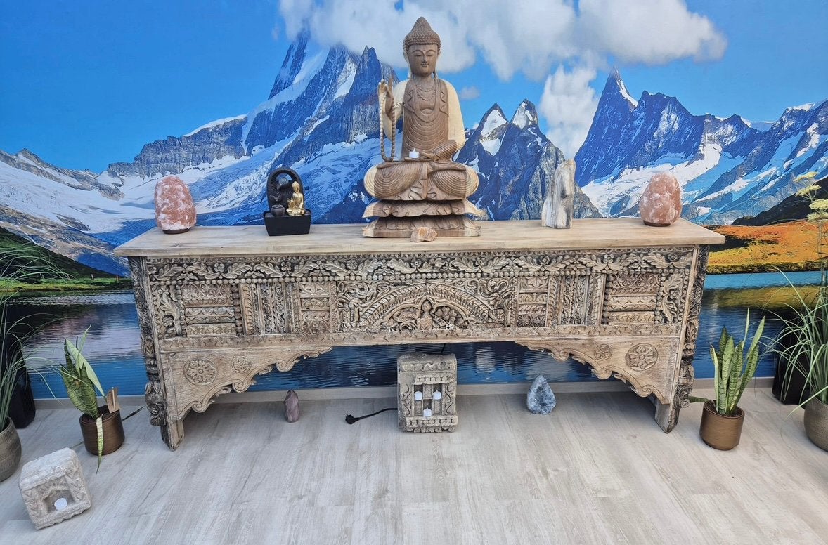 Prachtige Handgesneden Indiase Houten Console kast, Antiek en Kunst, Ophalen, Houtsnijwerk