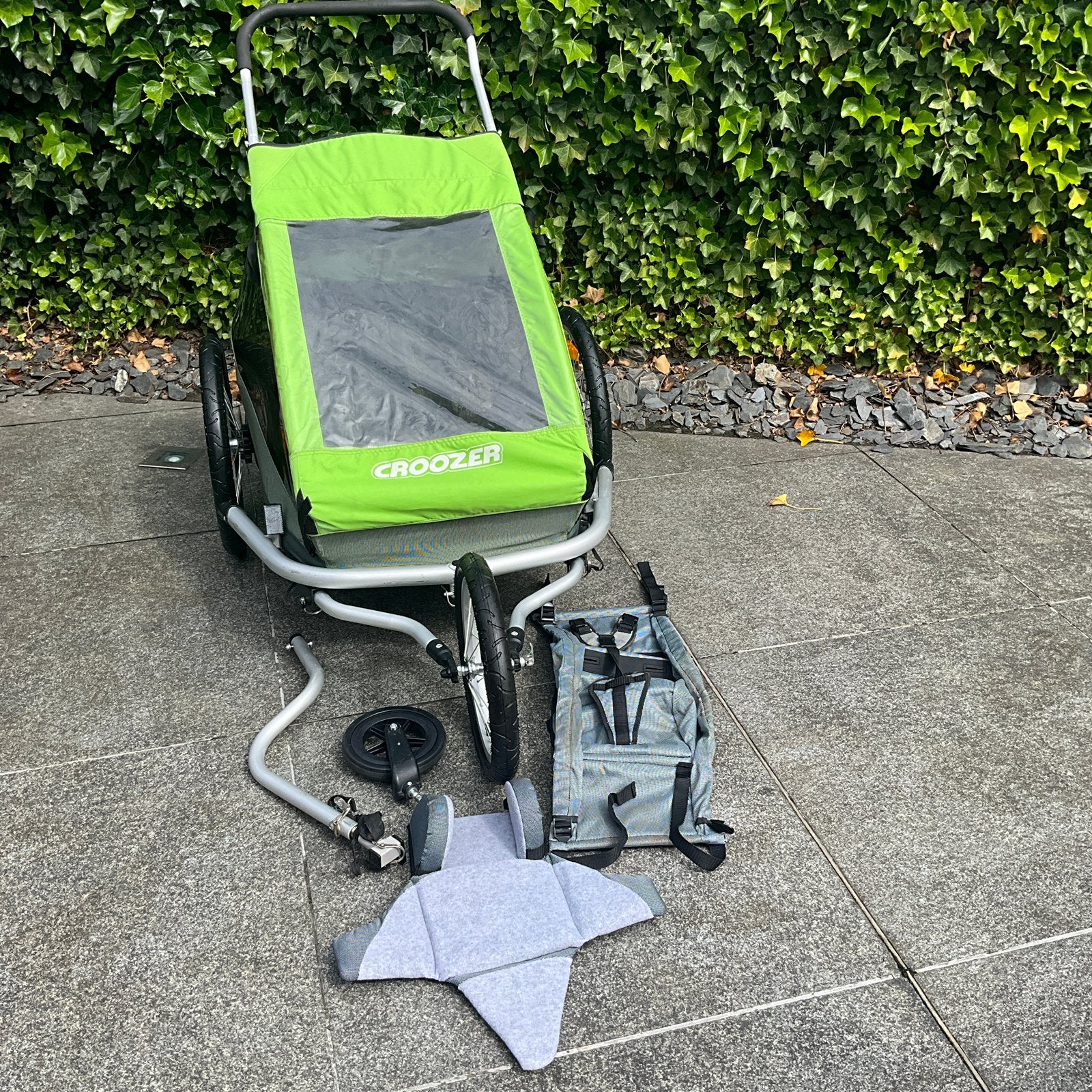 Croozer kid for 2 fietskar met hangmatje en verkleiner, Ophalen, Opvouwbaar, Zo goed als nieuw, Kinderkar