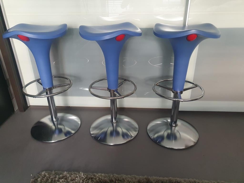 ***3x REXITE ZANZIBAR design barkrukken (lichtblauw)***, Maison & Meubles, Tabourets de bar, Comme neuf, 60 à 90 cm, Synthétique