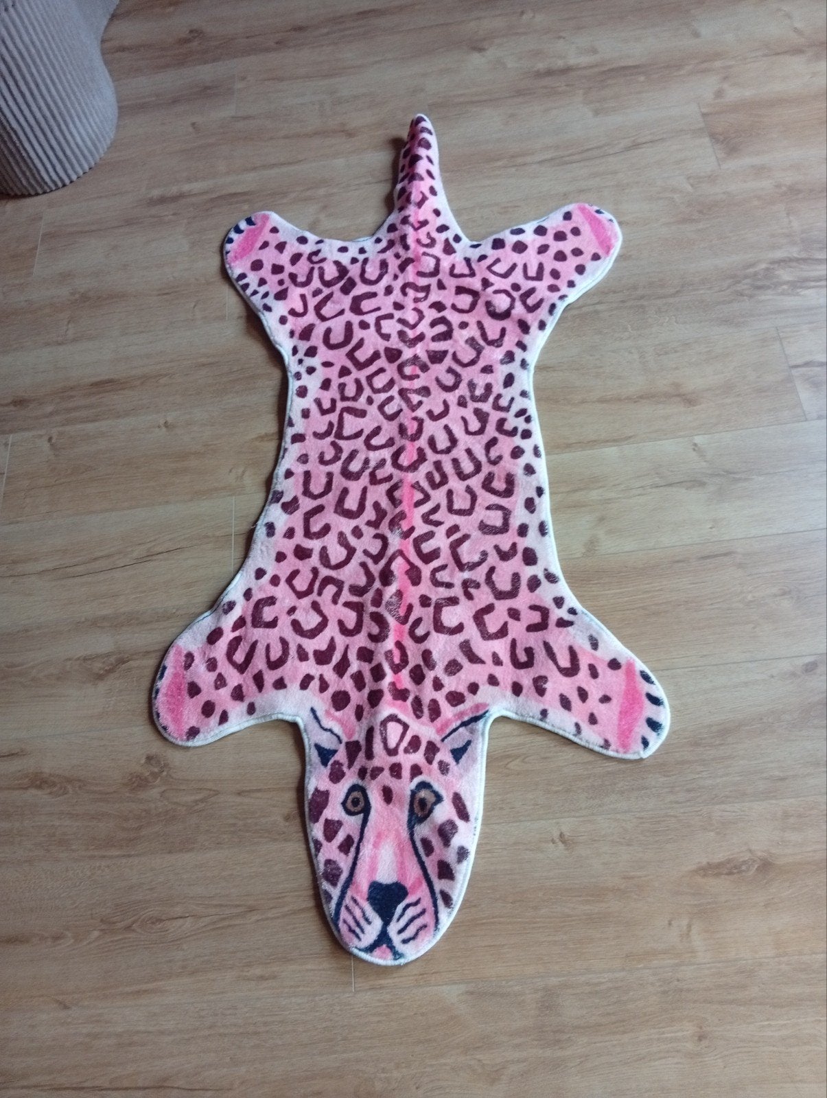 Roze luipaard tapijt 1m50l op 80b, Ophalen of Verzenden