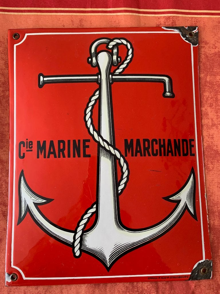 Plaque émaillée MARINE MARCHANDE E.A.S., Enlèvement ou Envoi, Utilisé, Panneau publicitaire