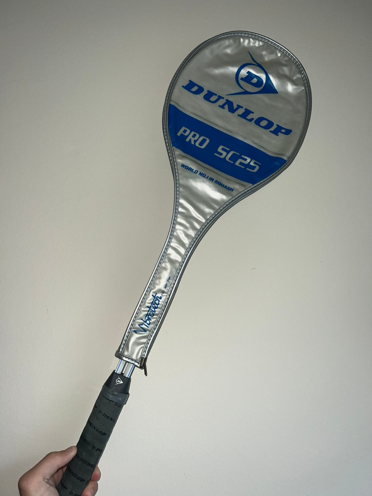 Vintage! Dunlop squash/badminton raket ? pro sc25, Sports & Fitness, Squash, Enlèvement, Neuf, Raquette, Avec housse