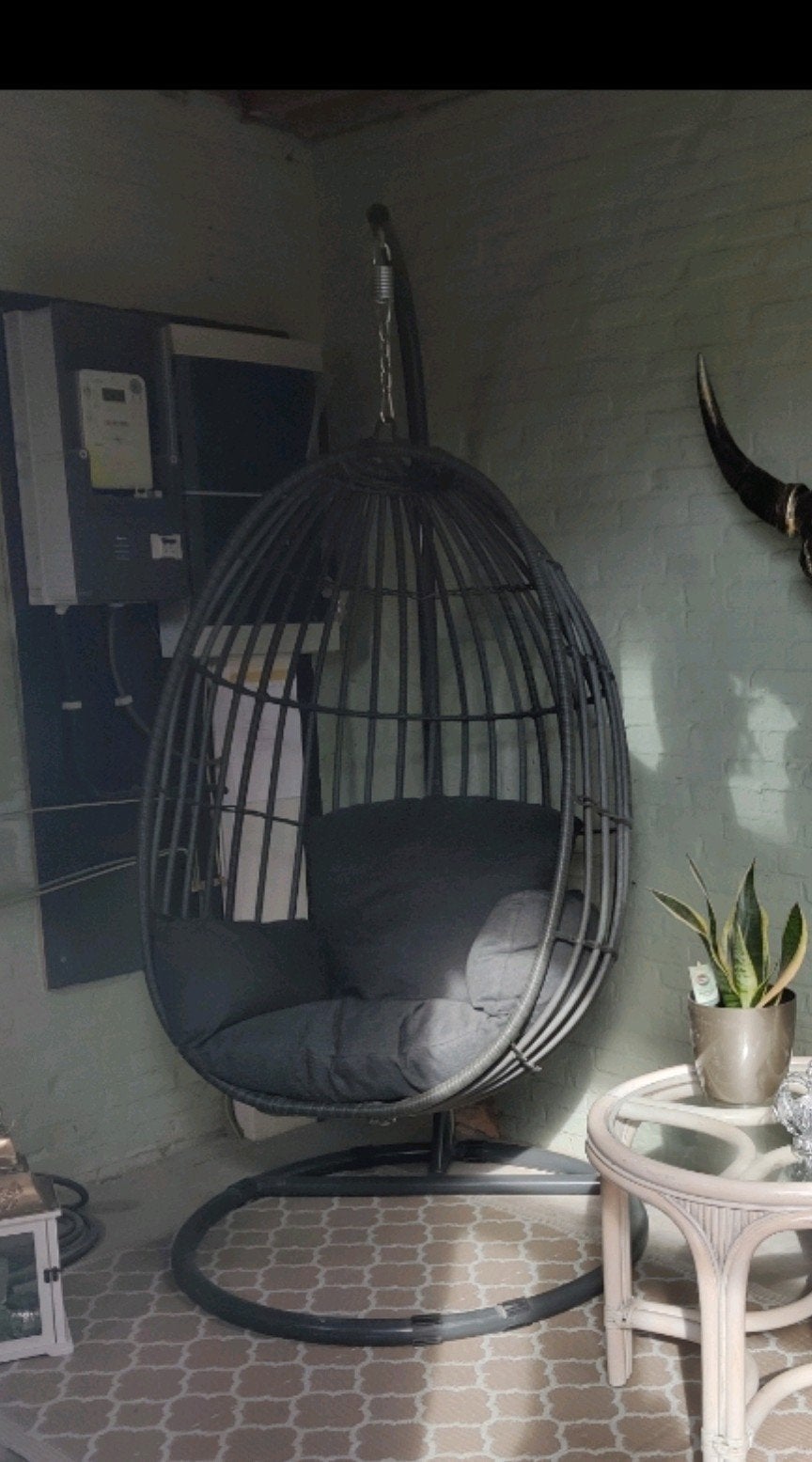 egg chair hangstoel grijs vaste prijs !!!, Ophalen