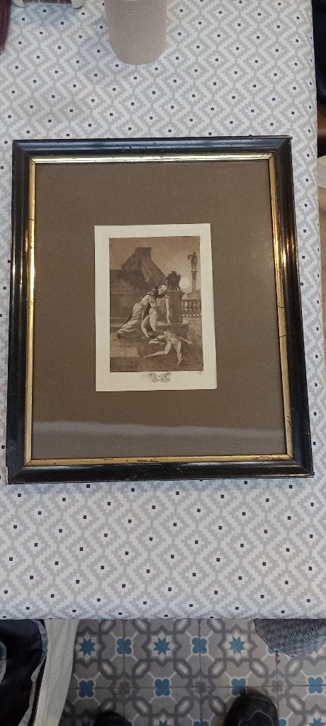 Gravure originale Charles Martin signée, 30x36,n673, Enlèvement ou Envoi, Mode, Gravure, Encadré