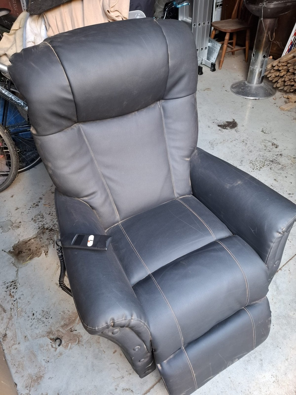 Relax zetel 1zit elektrisch bediend, Huis en Inrichting, Fauteuils, Ophalen, Gebruikt, Leer