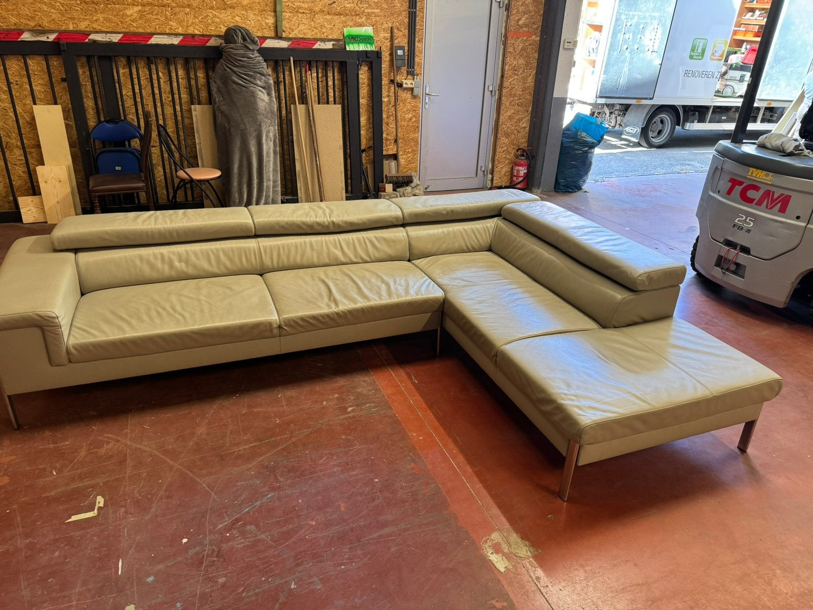 Leder salon in prima staat, Ophalen, Gebruikt, 300 cm of meer, Leer
