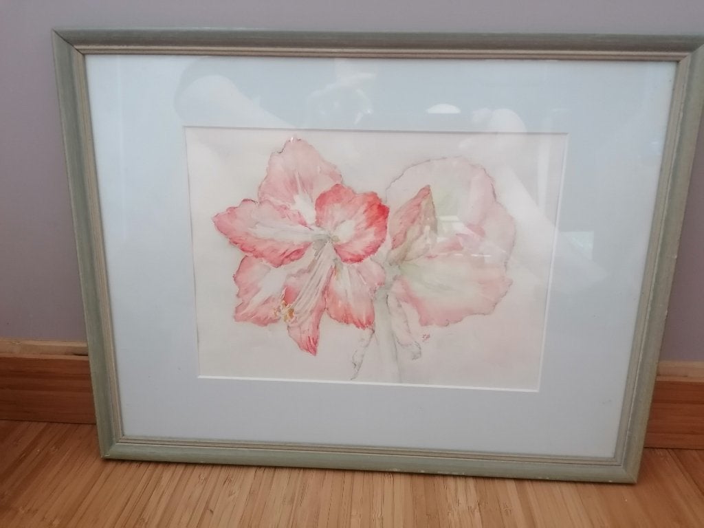 Cadre aquarelle fleurs, Antiquités & Art, Sous verre, Aquarelle, Enlèvement, Fleurs