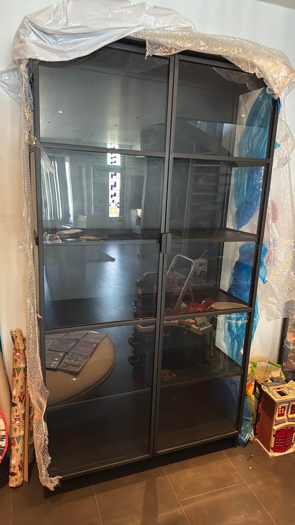 Vitrine kast staal nieuw, Huis en Inrichting, Kasten | Vitrinekasten, Ophalen, Met deur(en), 100 tot 150 cm, 200 cm of meer