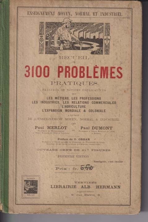 ancien livre sur 3100 problèmes pratiques, Enlèvement ou Envoi, Utilisé, MERLOT DUMONT, Autres sciences