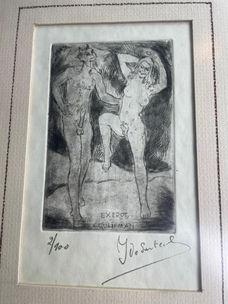 erotische ets Jean de Morisot Jean De Sauteval nude naakt, Ophalen of Verzenden, Ets