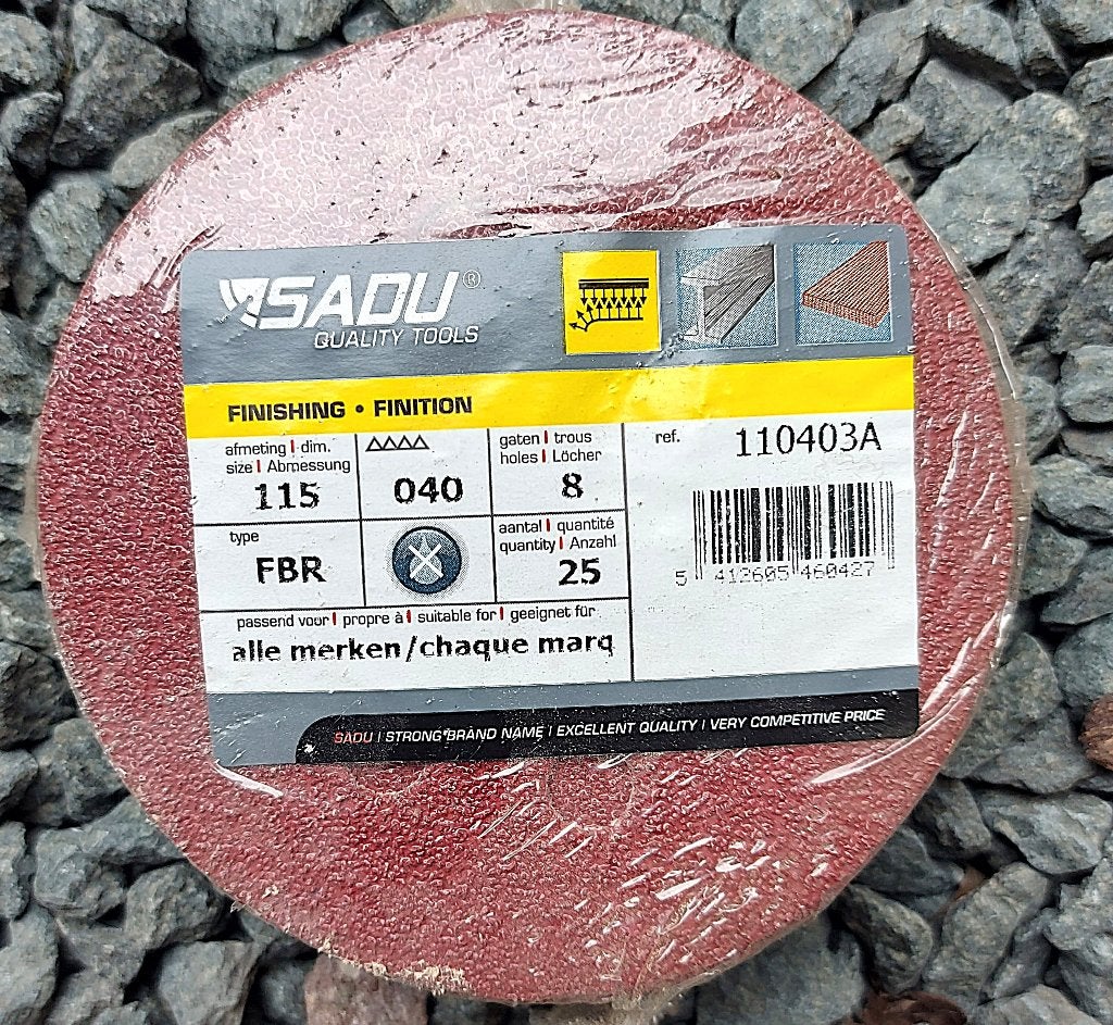 Abrasif pour ponceuse orbital grain 40 / 8 trous / diam 115, Bricolage & Construction, Outillage | Ponceuses, Enlèvement, Neuf