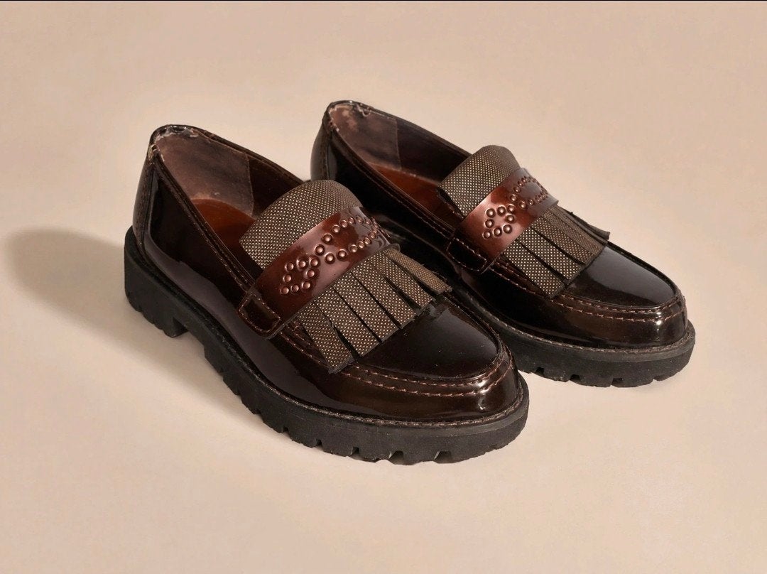 Mocassins femme vernis marron Marco Tozzi plateforme chic 37, Comme neuf, Brun, Ballerines, Marco tozzi
