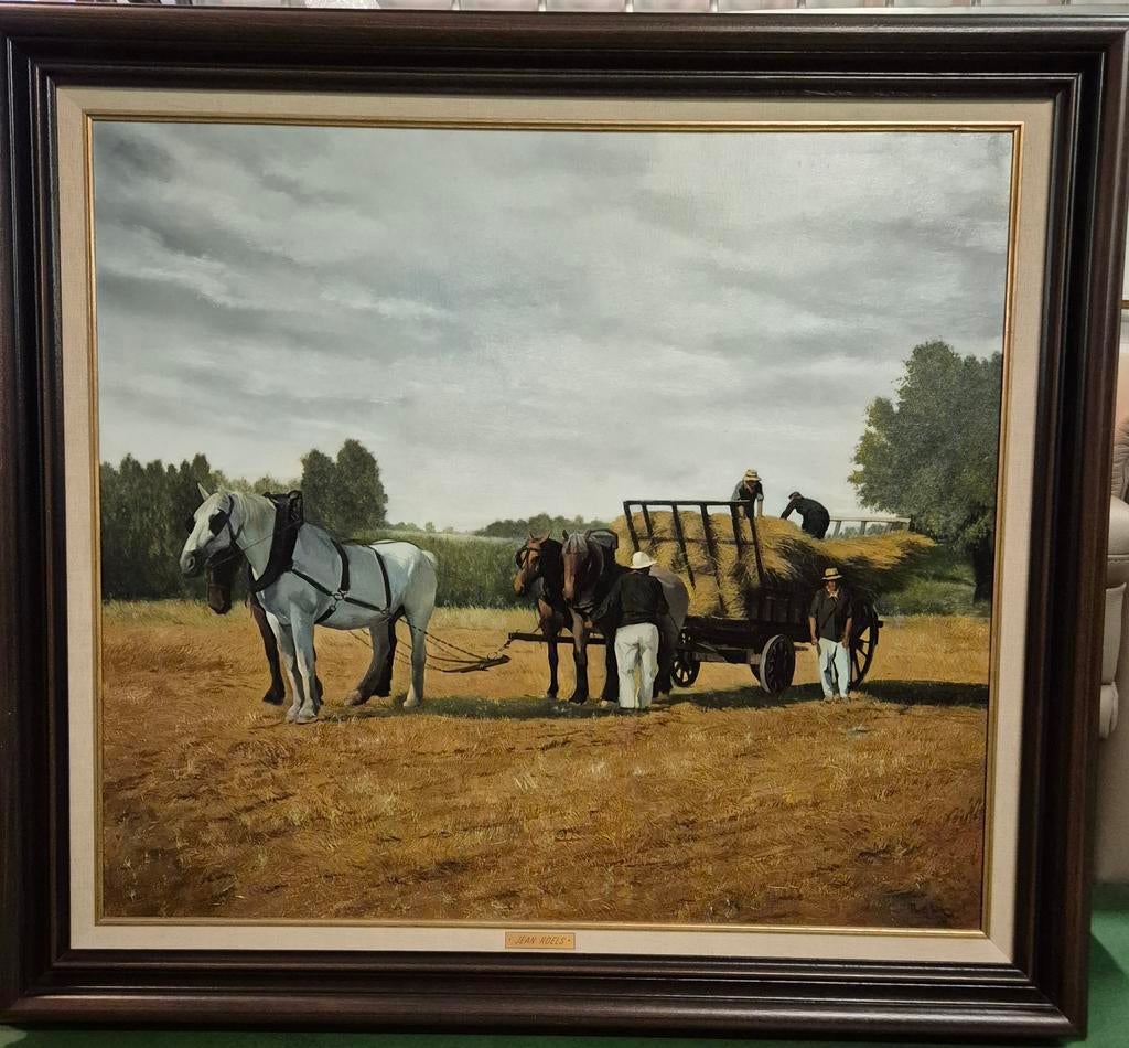 Olieverfschilderij Jean Roels - Oogsttafereel, Ophalen