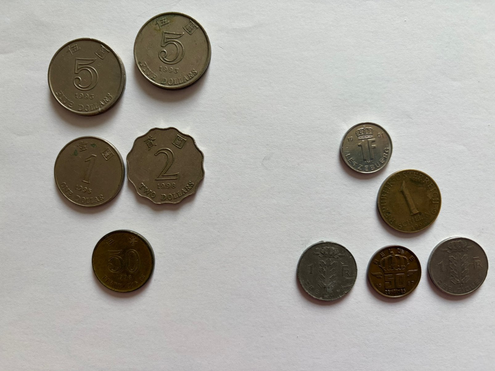 Lot de 10 pièces anciennesHK, Belgique, Luxembourg, Autriche, Timbres & Monnaies, Monnaies | Europe | Monnaies euro, Enlèvement ou Envoi