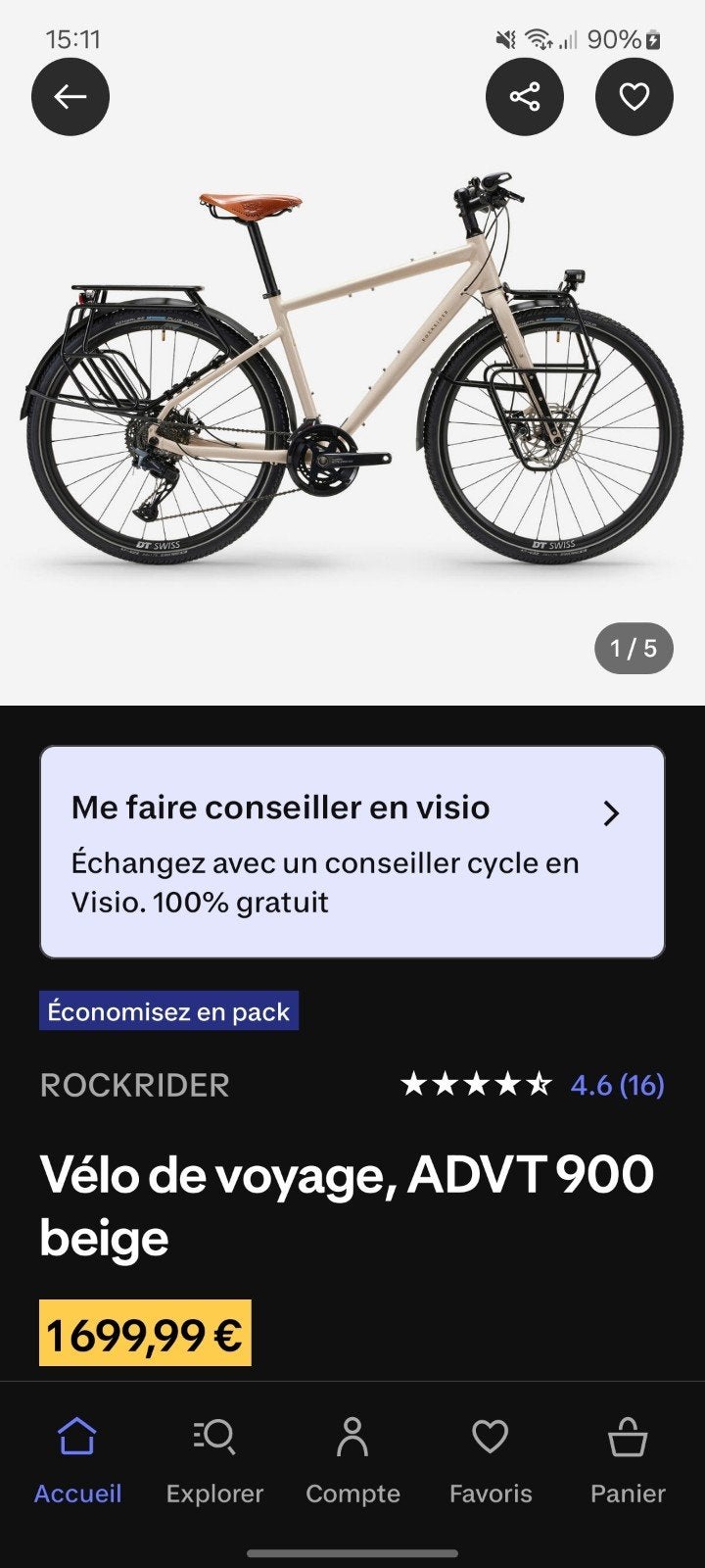 Rockrider reisfiets, Fietsen en Brommers, 53 tot 57 cm, Ophalen, 28 inch