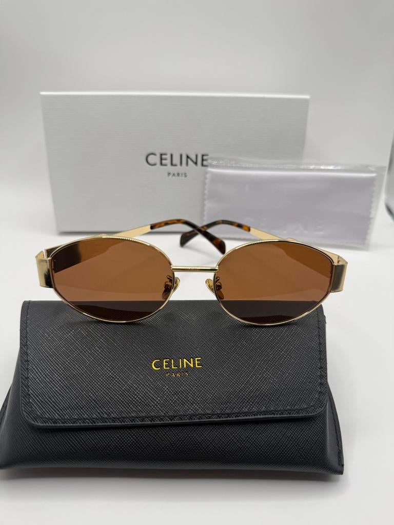 Celine Zonnebril Goudkleurig met Bruine Glazen, Ophalen of Verzenden, Nieuw, Zonnebril