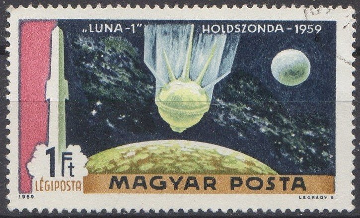 Hongarije - Ruimtesonde Luna 1 - 1959, Verzenden, Gestempeld