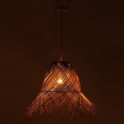 J-Line rieten hanglamp, Huis en Inrichting, Lampen | Hanglampen, Ophalen, Zo goed als nieuw