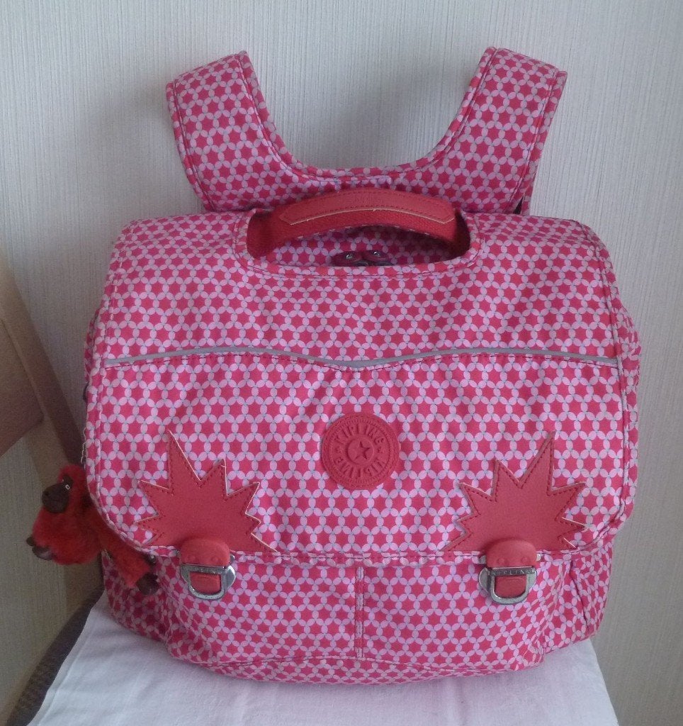 Kipling mallette "Iniko" bicolore de 5 à 12 ans + singe, Enlèvement ou Envoi, 30 à 40 cm, Rose, Utilisé