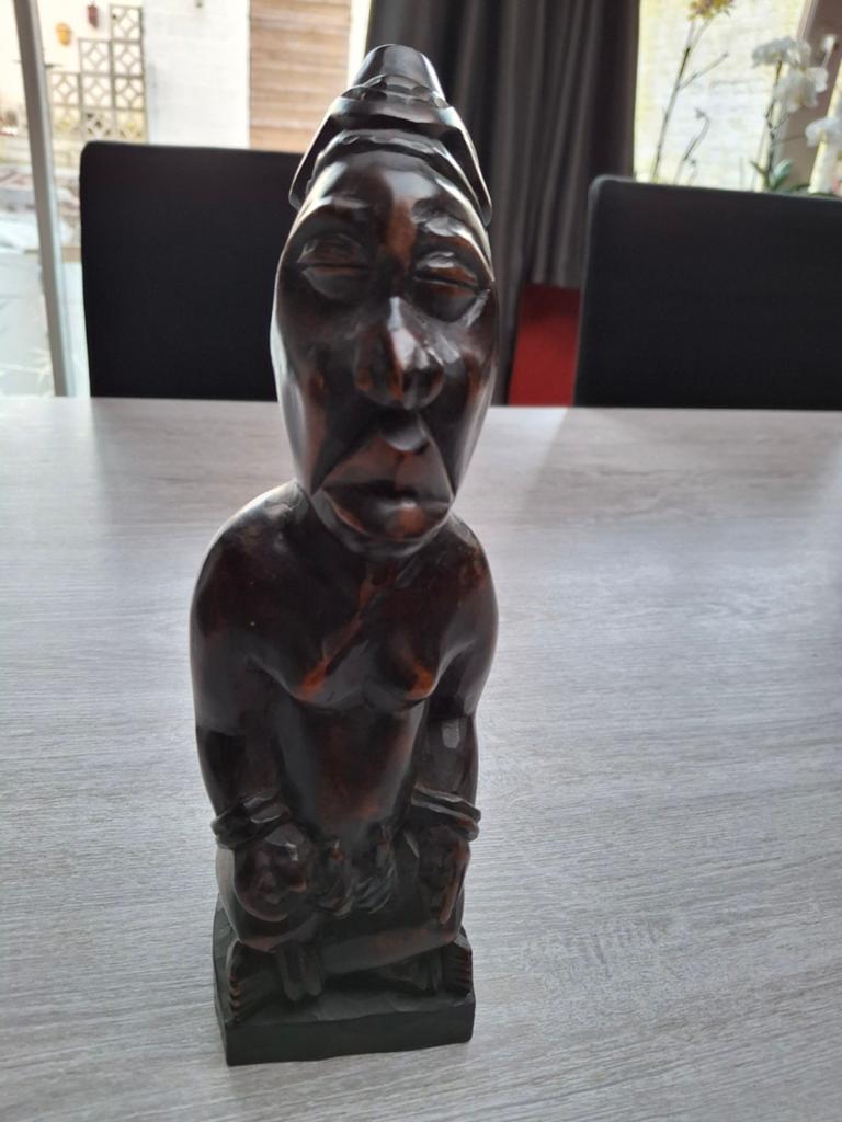 Statue ancienne en bois dur africain vintage - Style Congo, Antiquités & Art, Art | Sculptures & Bois, Statue, Enlèvement ou Envoi