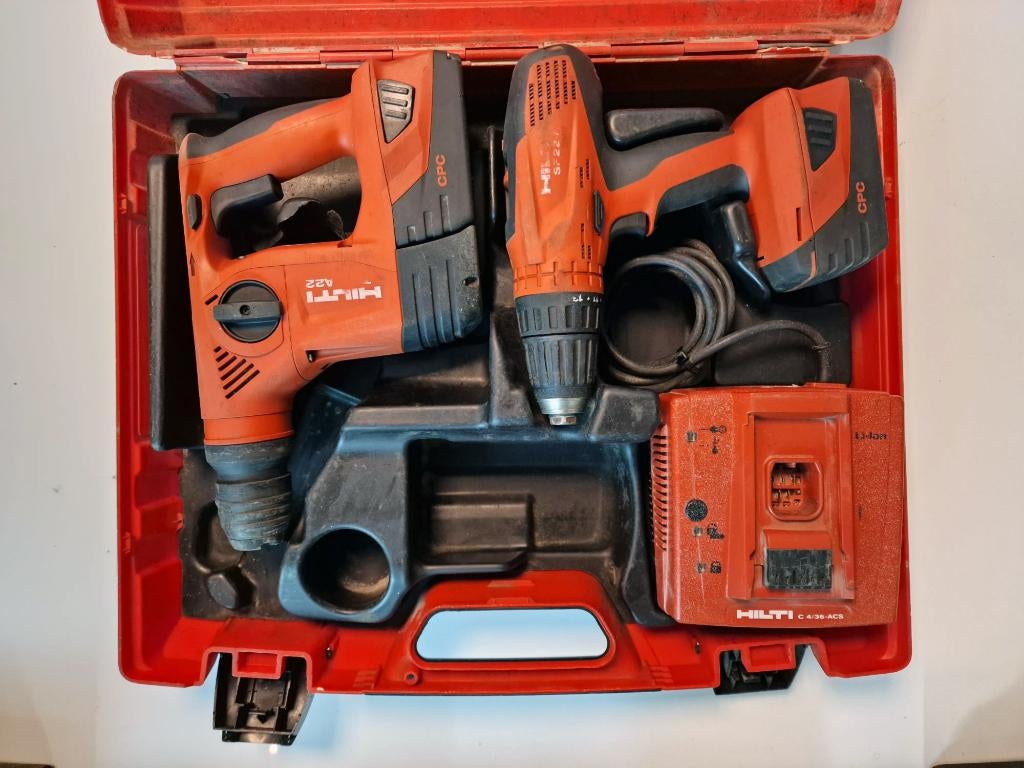 Hilti TE 4 A22 snoerloze boorhamer + SF 22A schroefmachine, Enlèvement ou Envoi, Comme neuf, Foreuse et Perceuse, Vitesse variable