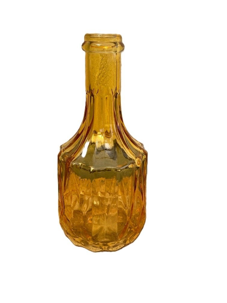 FLES AMBER-KLEURIG 18 CM NIEUW, Met patroon/structuur, Geel, Nieuw, Ophalen of Verzenden