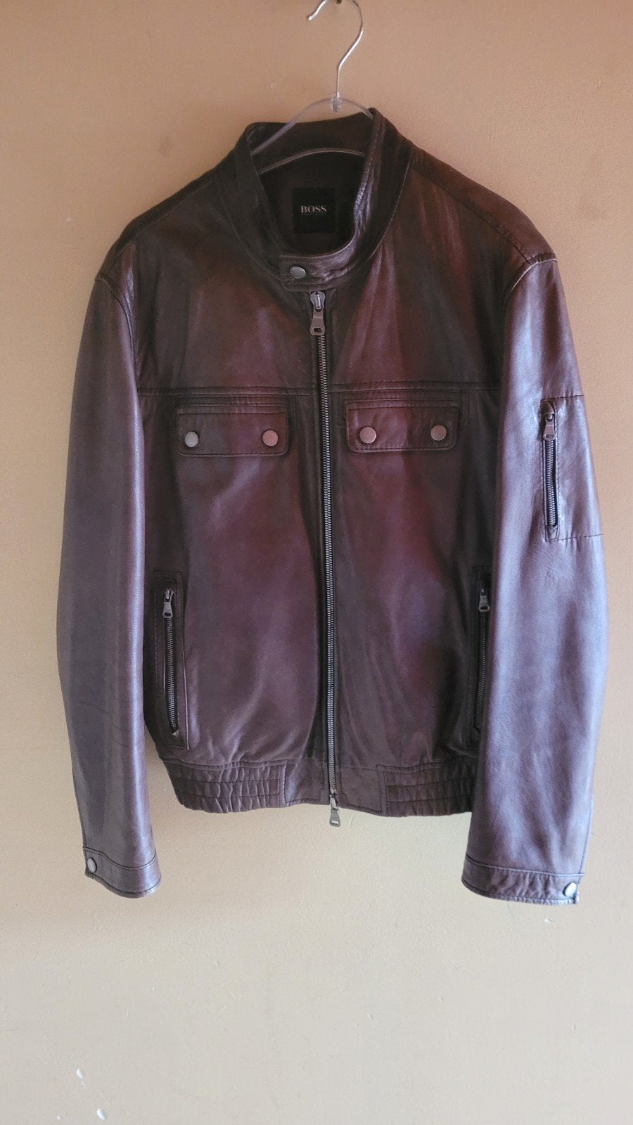 Hugo boss leren jas originele maat, Maat 52/54 (L), Bruin, Ophalen of Verzenden, Zo goed als nieuw