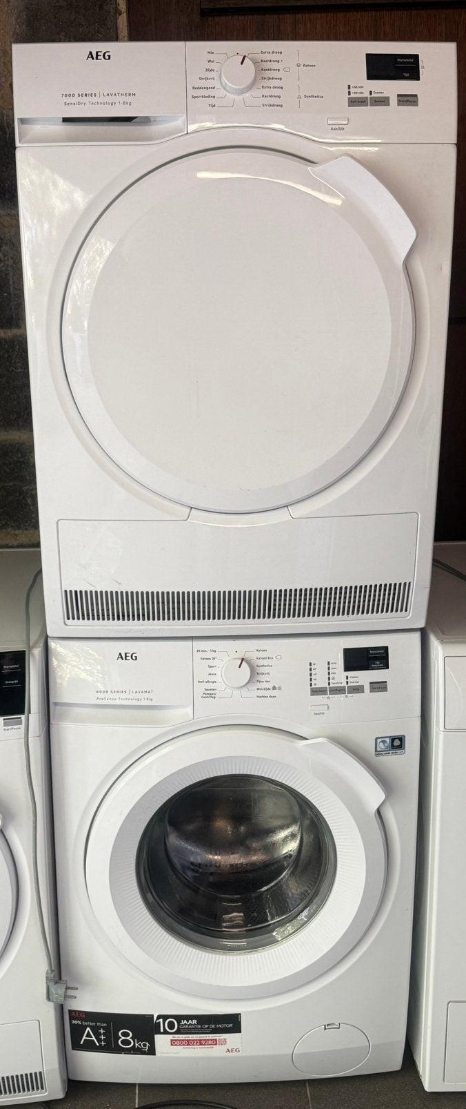 AEG Wasmachine 8 kg + Wasdroger 8 kg – 7000 Series, Ophalen of Verzenden, Zo goed als nieuw