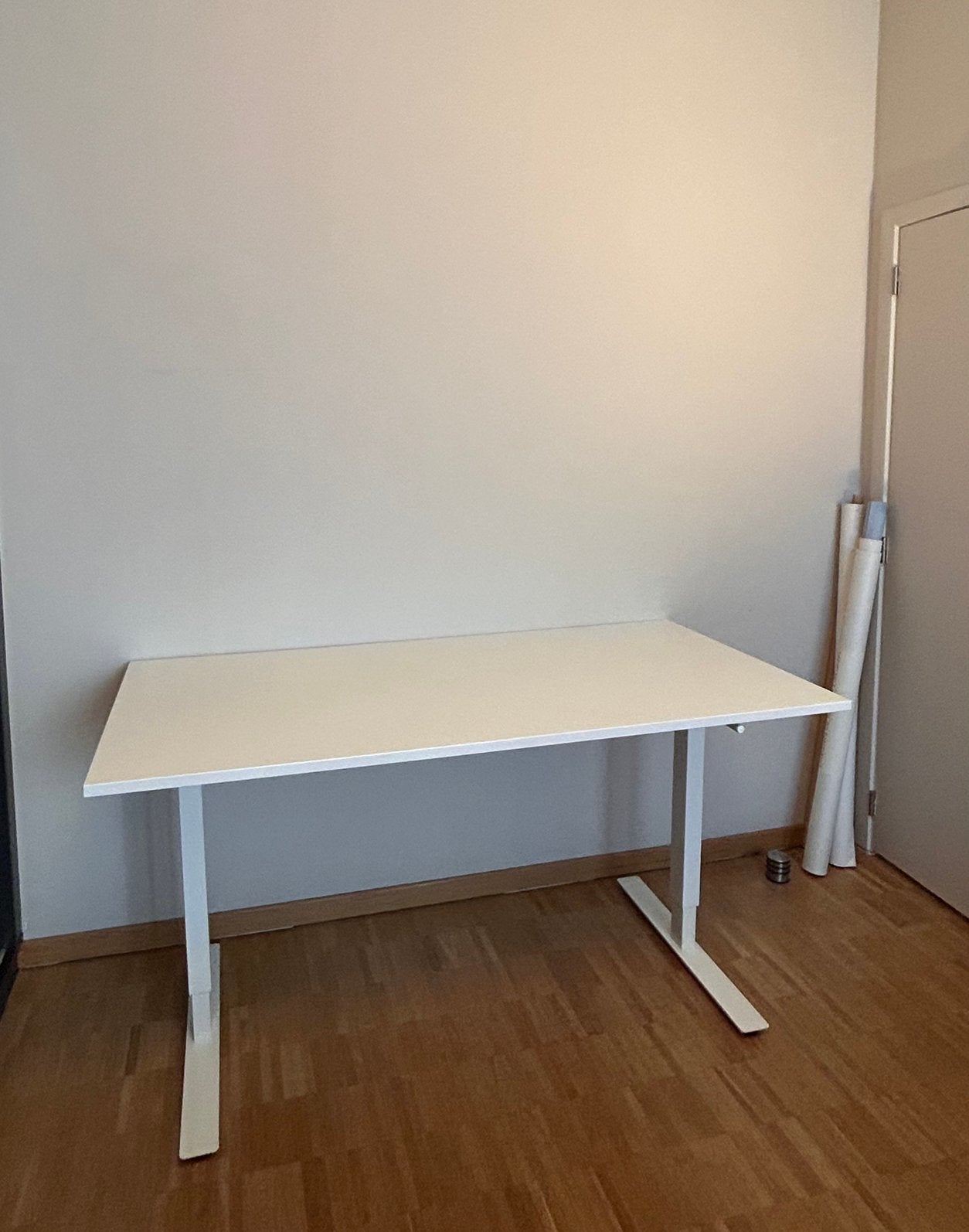 Ikea zit/sta bureau wit, 160x80 cm, manueel, Huis en Inrichting, Ophalen, Zit-sta bureau, 160 cm, Scandinavisch