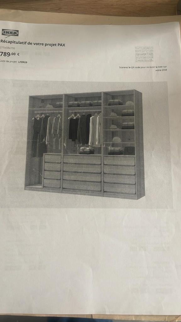 IKEA kleedkamer - PAX-model met eikeneffect, Huis en Inrichting, Kasten | Kleerkasten, Ophalen, Gebruikt, Eikenhout, Met lade(s)