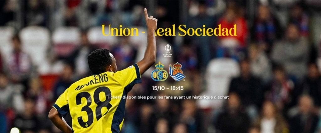 R. Union Saint-Gilloise vs Real Sociedad de Fútbol tickets, Cartes en vrac, Deux personnes, Octobre