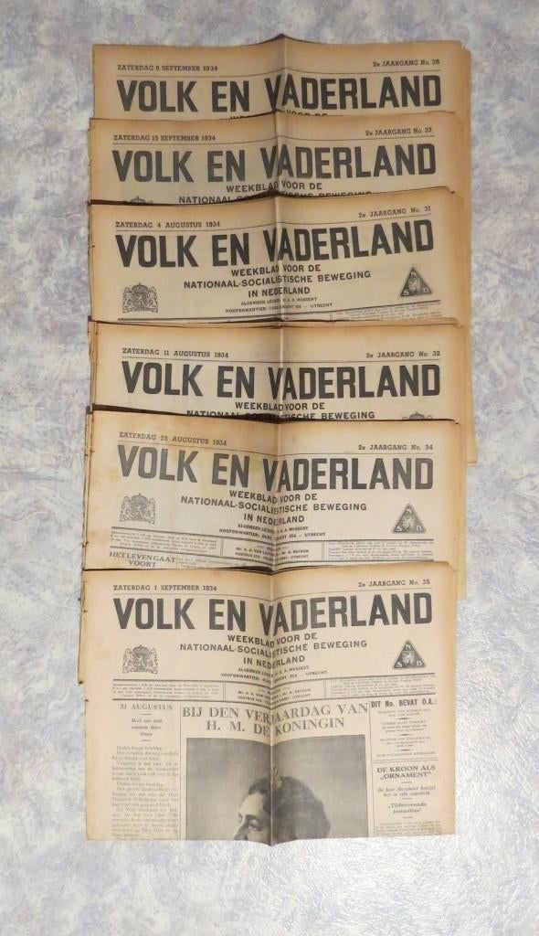 Krant Nederland Vaderland Bezetting Beweging Volk NSB Tijd, Verzamelen, Verzenden, 1920 tot 1940, Krant