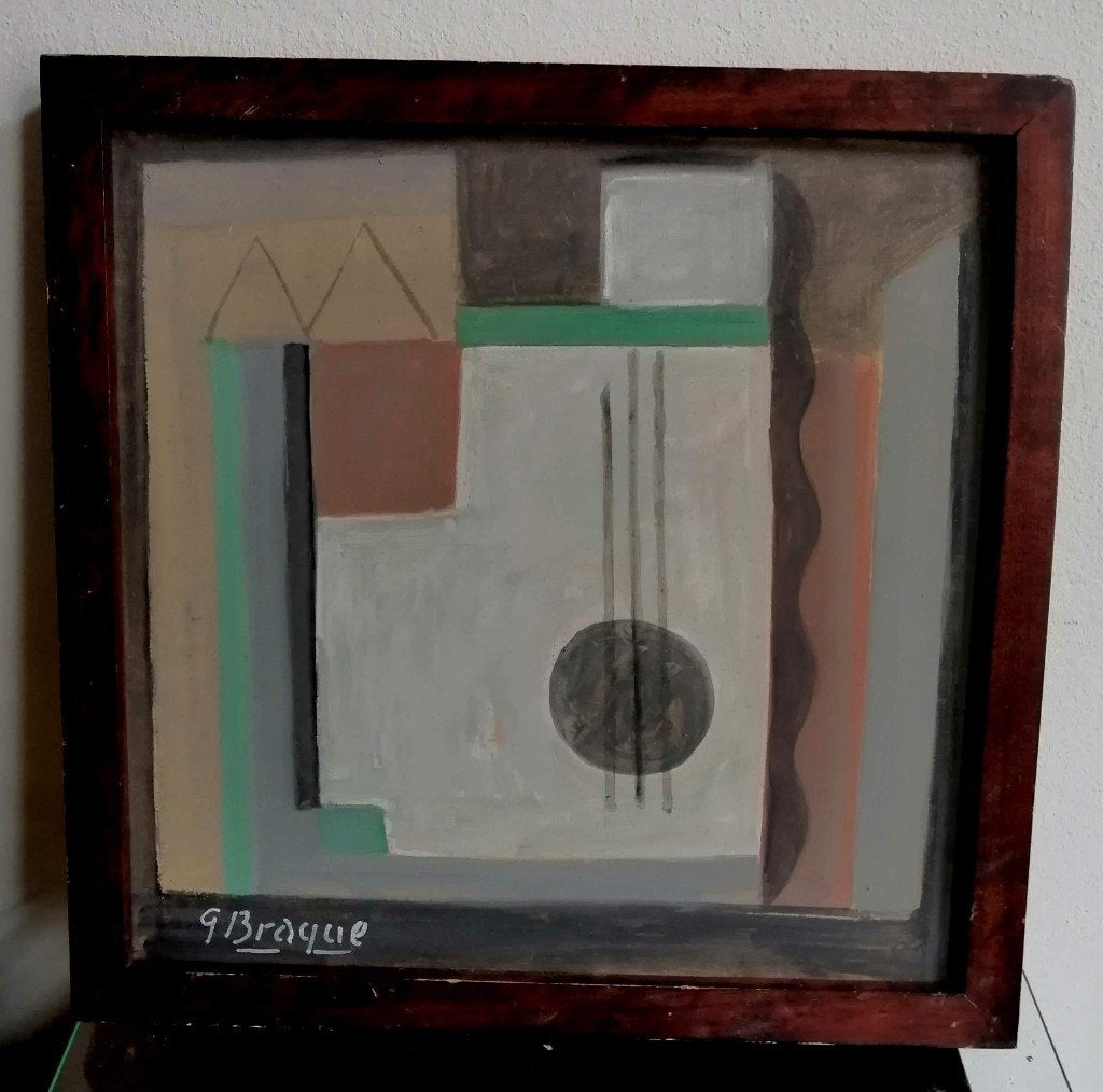 G Brague '' Collage musical "" olieverf op karton, Antiek en Kunst, Verzenden, Collage