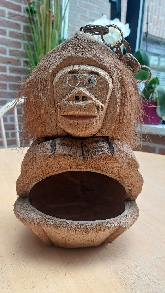 hangende bloempot in kokosnoot, Tuin en Terras, Bloempotten, Overige materialen, Ophalen of Verzenden, Zo goed als nieuw, Minder dan 40 cm