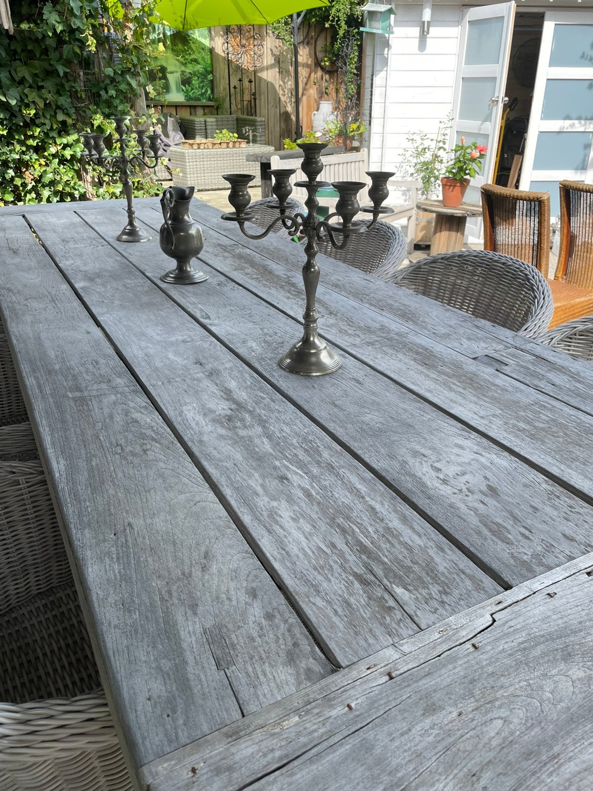 Tuintafel, Tuin en Terras, Ophalen, Gebruikt, Rechthoekig, Hout